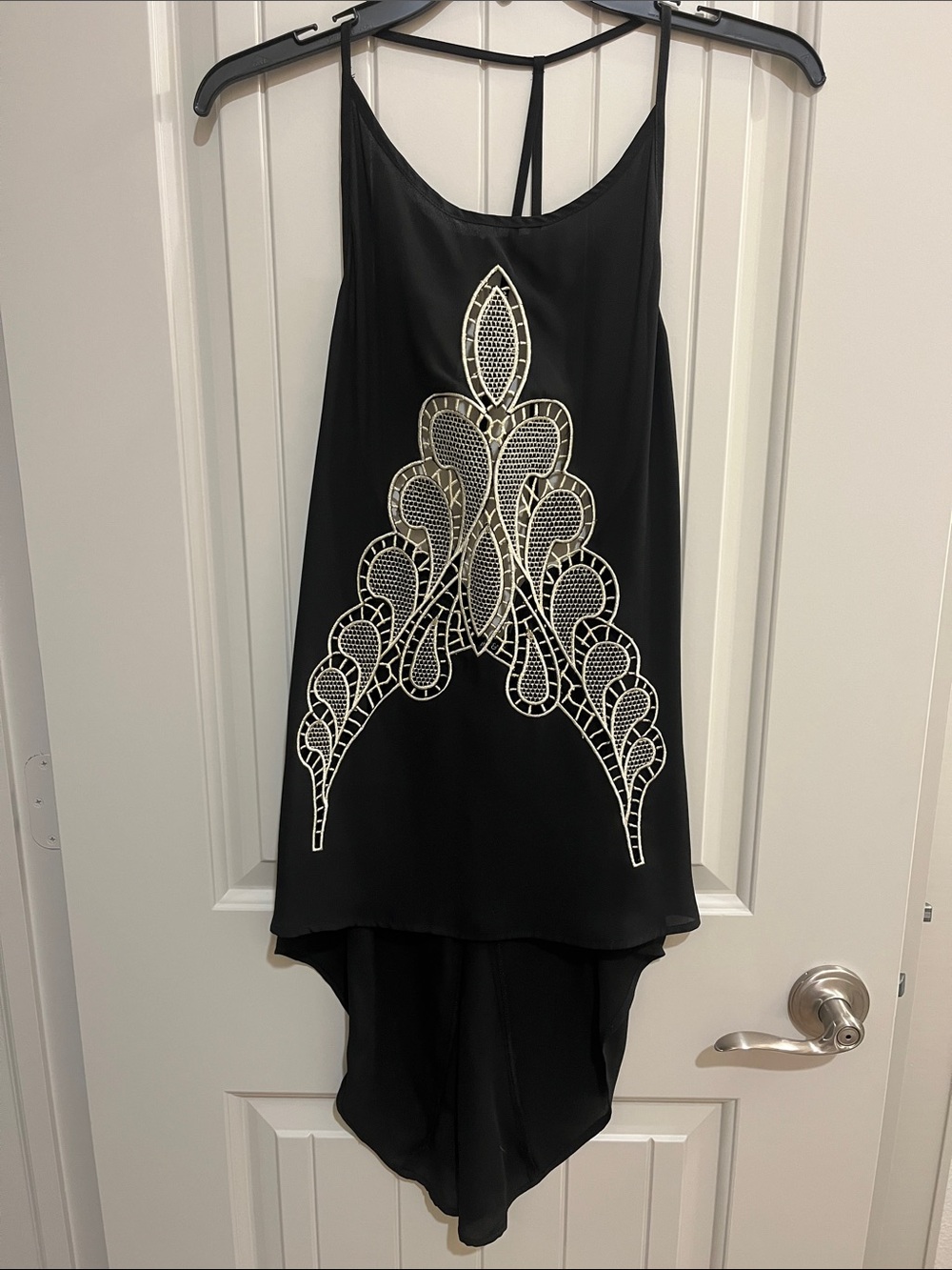 Ark & Co Black Hi-Low Tank with Cream Lace Appliqué